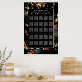 Dark Moody Romantic Floral Dutch Wedding Seating Poster (Küche)