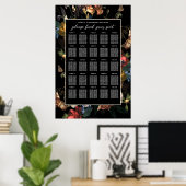 Dark Moody Romantic Floral Dutch Wedding Seating Poster (Heimbüro)