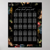 Dark Moody Romantic Floral Dutch Wedding Seating Poster (Vorne)