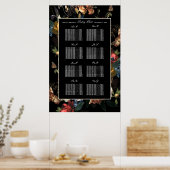 Dark Moody Romantic Floral Dutch Wedding Seating Poster (Küche)