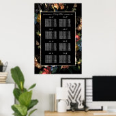 Dark Moody Romantic Floral Dutch Wedding Seating Poster (Heimbüro)