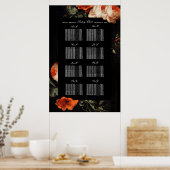 Dark Moody Romantic Floral Dutch Wedding Seating Poster (Küche)