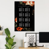 Dark Moody Romantic Floral Dutch Wedding Seating Poster (Heimbüro)