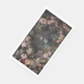 Dark Moody Romantic Floral Monogram Wedding Serviette (Ecke)