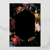 Dark Moody Romantic Floral Rose Foil Tischnummern (Rückseite)