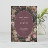 Dark Moody Romantic Floral Wedding Brautparty Einladung (Stehend Vorderseite)