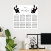 Dark Moody Romantic Floral Wedding Chart Poster (Heimbüro)