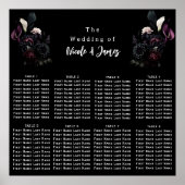 Dark Moody Romantic Floral Wedding Chart Poster (Vorne)