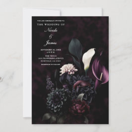 Dark Moody Romantic Floral Wedding Einladung