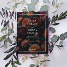 Dark Moody Romantic Floral Wedding Einladung
