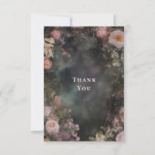 Dark Moody Romantic Floral Wedding Foto Dankeskarte (Vorderseite)