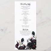 Dark Moody Romantic Floral Wedding Program Programm (Rückseite)