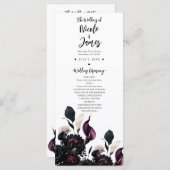 Dark Moody Romantic Floral Wedding Program Programm (Vorne/Hinten)