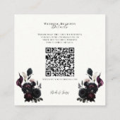 Dark Moody Romantic Floral Wedding Registry QR Quadratische Visitenkarte (Rückseite)