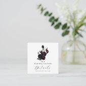 Dark Moody Romantic Floral Wedding Registry QR Quadratische Visitenkarte (Stehend Vorderseite)