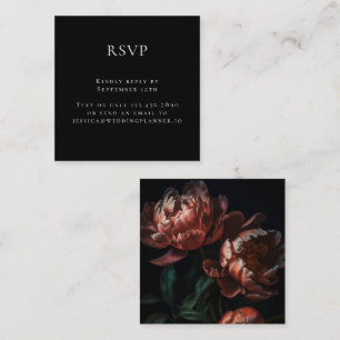 Dark Moody Romantic Floral Wedding RSVP Begleitkarte