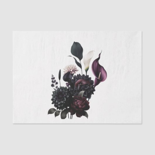 Dark Moody Romantic Floral Wedding Seidenpapier (Vorderseite)