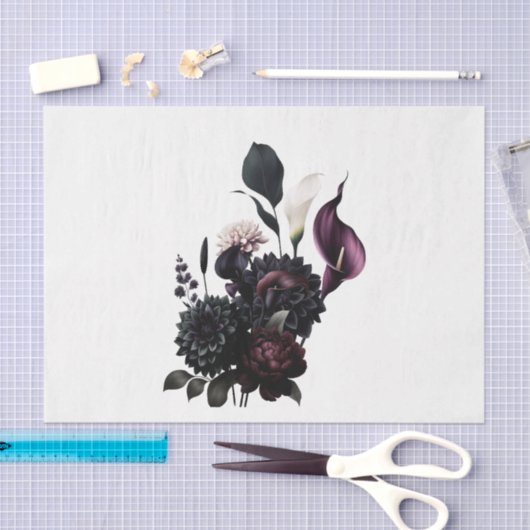 Dark Moody Romantic Floral Wedding Seidenpapier (Handwerk)