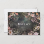 Dark Moody Romantic Floral Wedding Vielen Dank Dankeskarte (Vorderseite)