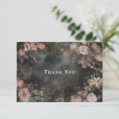 Dark Moody Romantic Floral Wedding Vielen Dank Dankeskarte (Stehend Vorderseite)