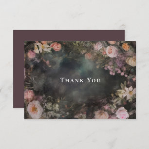 Dark Moody Romantic Floral Wedding Vielen Dank Dankeskarte
