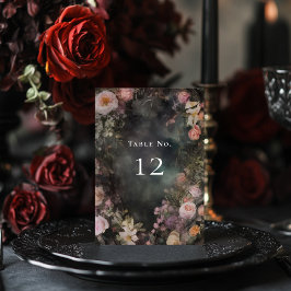 Dark Moody Romantic Floral Wedding Willkommen Tischnummer