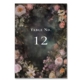 Dark Moody Romantic Floral Wedding Willkommen Tischnummer (Vorderseite)