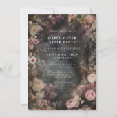 Dark Moody Romantic Floral Wedeption Einladung (Vorderseite)
