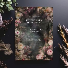 Dark Moody Romantic Floral Wedeption Einladung