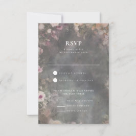 Dark Moody Romantic Floral Wedeption RSVP Karte