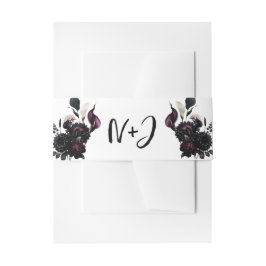 Dark Moody Romantic Floral White Wedding Einladungsbanderole