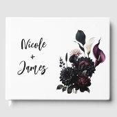 Dark Moody Romantic Floral White Wedding Gästebuch (Vorderseite)