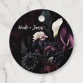 Dark Moody Romantic Floral White Wedding Geschenkanhänger