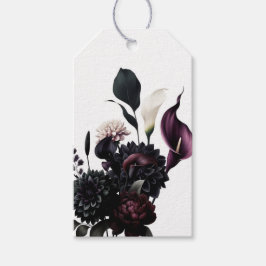 Dark Moody Romantic Floral White Wedding Geschenkanhänger