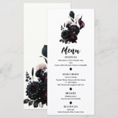 Dark Moody Romantic Floral White Wedding Menu Menükarte (Vorne/Hinten)