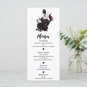 Dark Moody Romantic Floral White Wedding Menu Menükarte (Stehend Vorderseite)