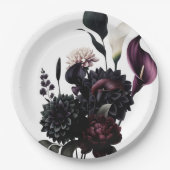 Dark Moody Romantic Floral White Wedding Pappteller (Vorderseite)