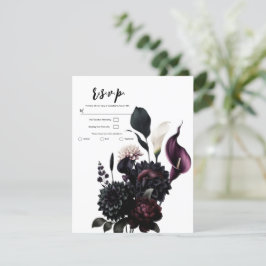 Dark Moody Romantic Floral White Wedding RSVP Einladung