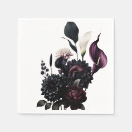 Dark Moody Romantic Floral White Wedding Serviette