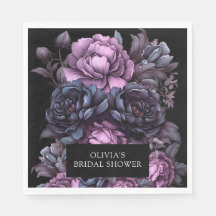 Dark Moody Romantic Florals Brautparty Napkins