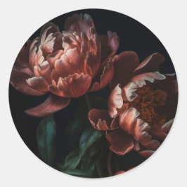 Dark Moody Romantic Florals Brautparty Runder Aufkleber
