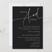 Dark Moody Romantic Formal Wedding Black Einladung (Vorderseite)