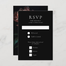 Dark Moody Romantic Gothic Blume Hochzeit RSVP Karte
