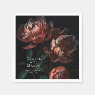 Dark Moody Romantic Gothic Blume Hochzeit Serviette