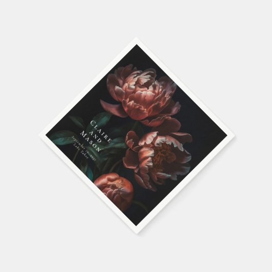 Dark Moody Romantic Gothic Blume Hochzeit Serviette (Ecke)
