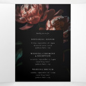Dark Moody Romantic Gothic Flowers Wedding Dreifach Gefaltete Einladung (Innenseite Mitte)