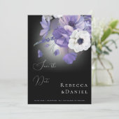Dark Moody Romantic Lilac Lavender Floral Wedding Einladung (Stehend Vorderseite)