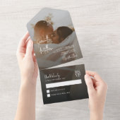 Dark Moody Romantic Minimalistisch Wedding Jubiläu All In One Einladung (Abreißen)