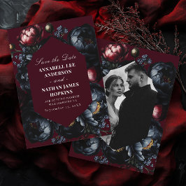 Dark Moody Romantic Peony Gothic Wedding Foto Save The Date