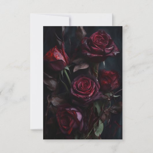 Dark Moody Romantic Rose Hochzeitessen Wahl RSVP Karte (Rückseite)